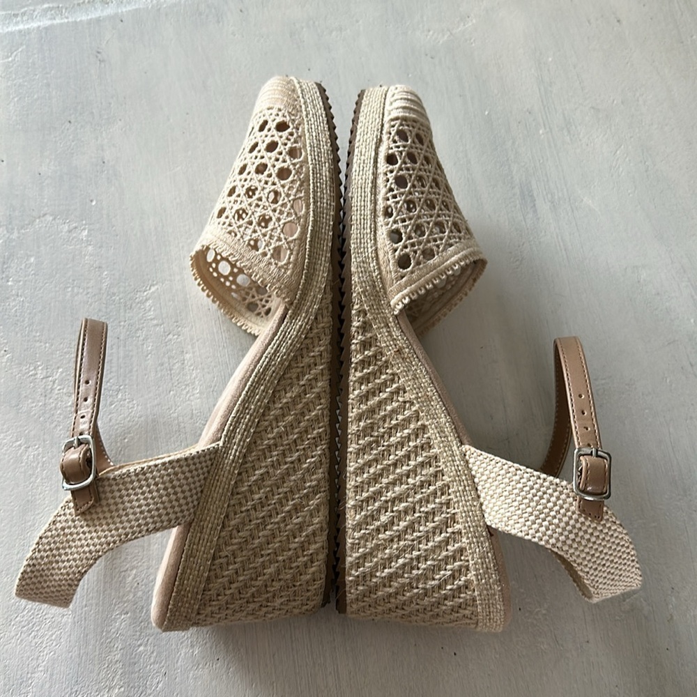 Anne Klein Women’s Zida Woven Espadrille Wedge Sandal 8.5 Summer 2” Shoe Neutral - Picture 7 of 16